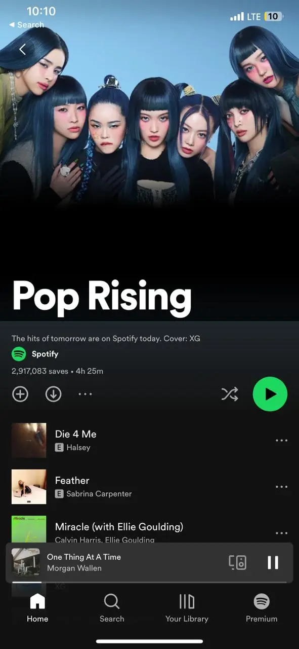 Screen shot of list on Spotify