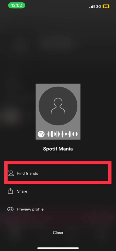 How to add friends on Spotify with Facebook on mobile step 4