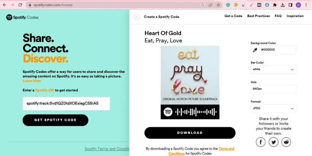 How to Generate Spotify Codes step 4