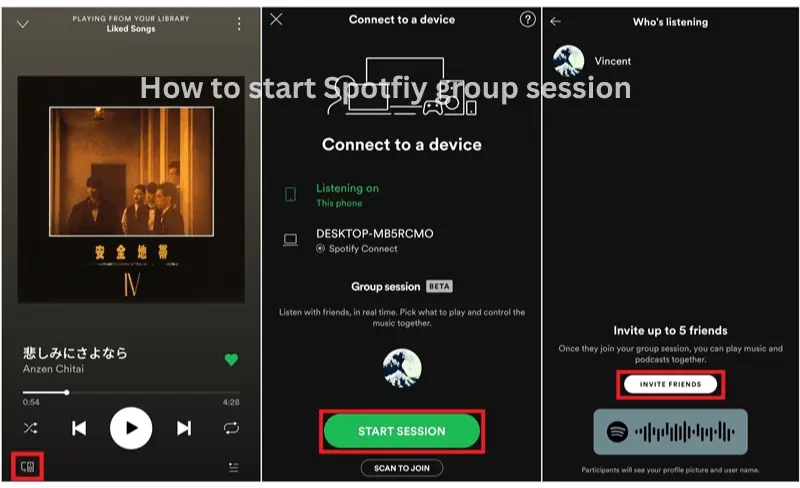 infographics of how to start Spotify group session 