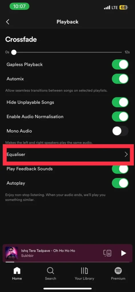 how to increase bass on Spotify step 4