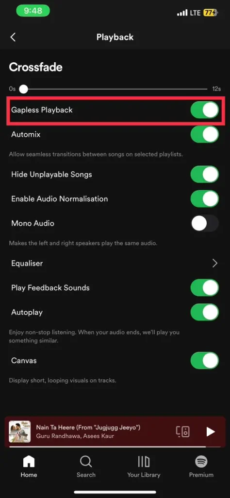 How To Enable gapless Playback on Spotify step 4
