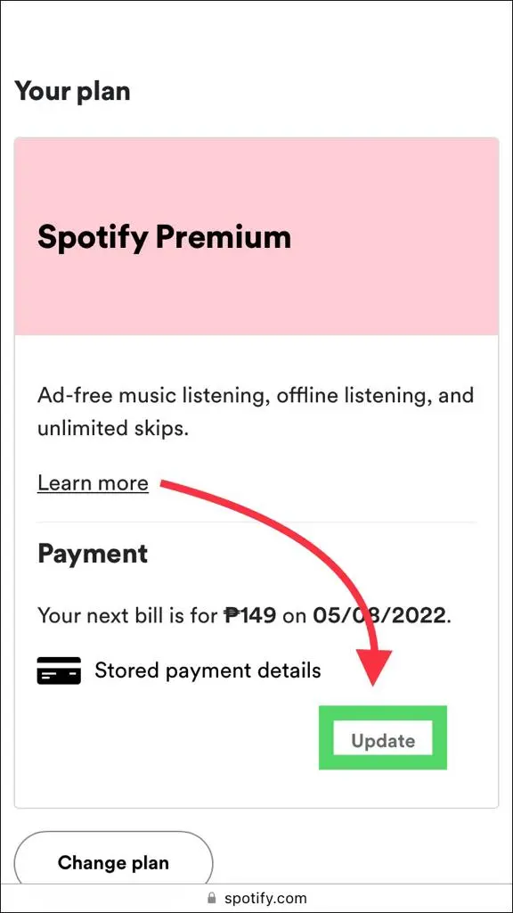 How to Change Payment Method on Spotify step 4