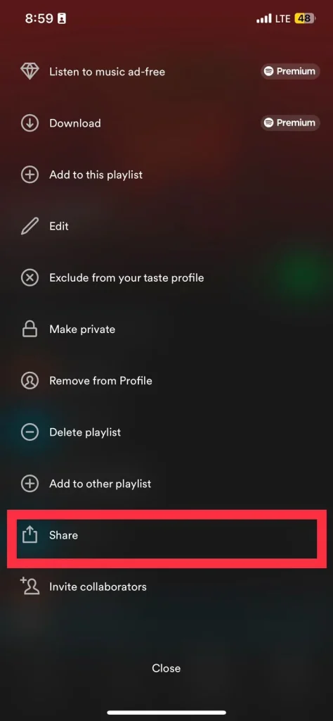 How to Share liked songs of Spotify on iphone part 5