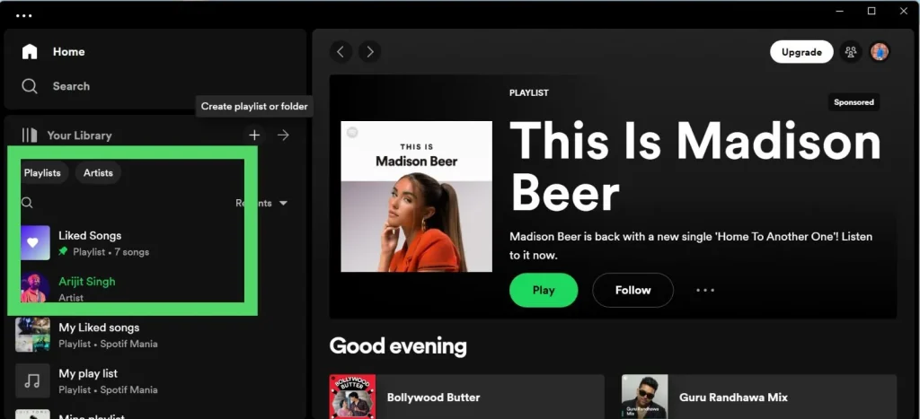 How to share liked songs and playlist on Spotify Pc step 3