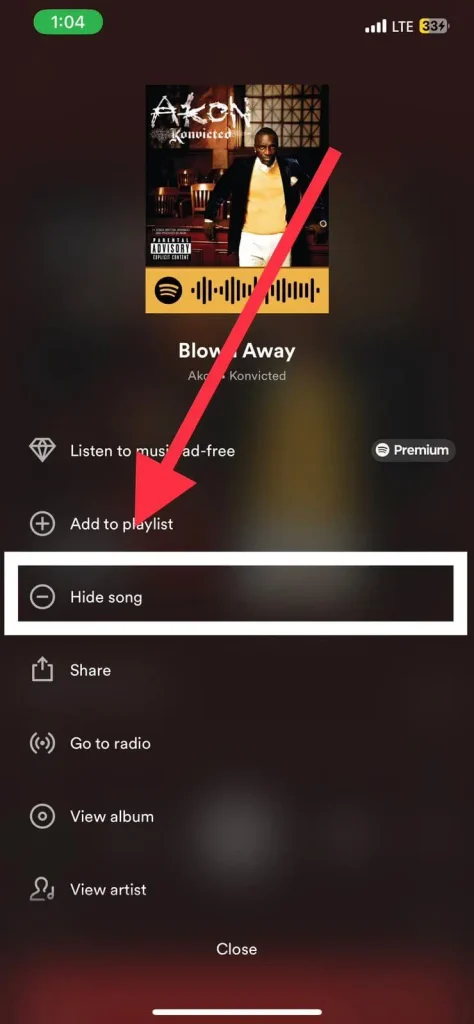 How to block a song on Spotify step 4