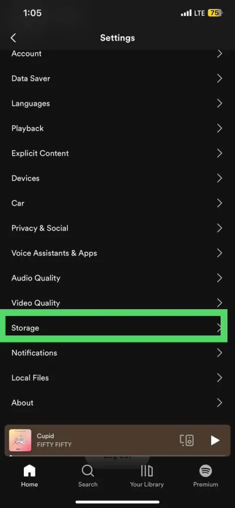Fixing Spotify wrapped by clearing the cache step 2