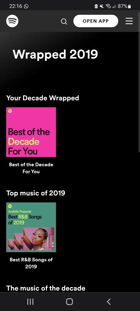 My Spotify wrapped of year 2019