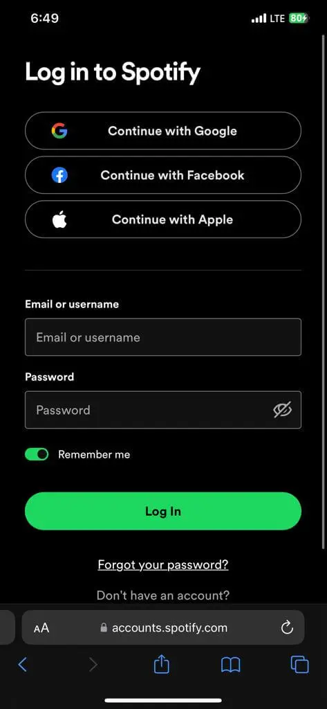 How to change Spotify email on mobile step 1