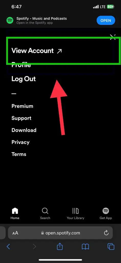 How to change Spotify email on mobile step 3