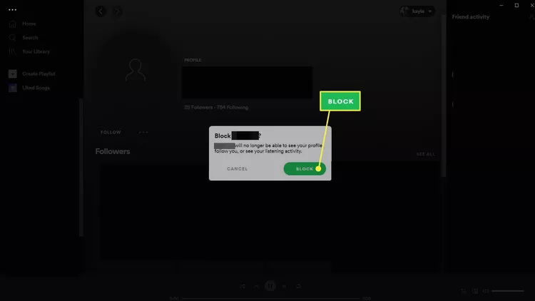 How to remove followers on Spotify step 4