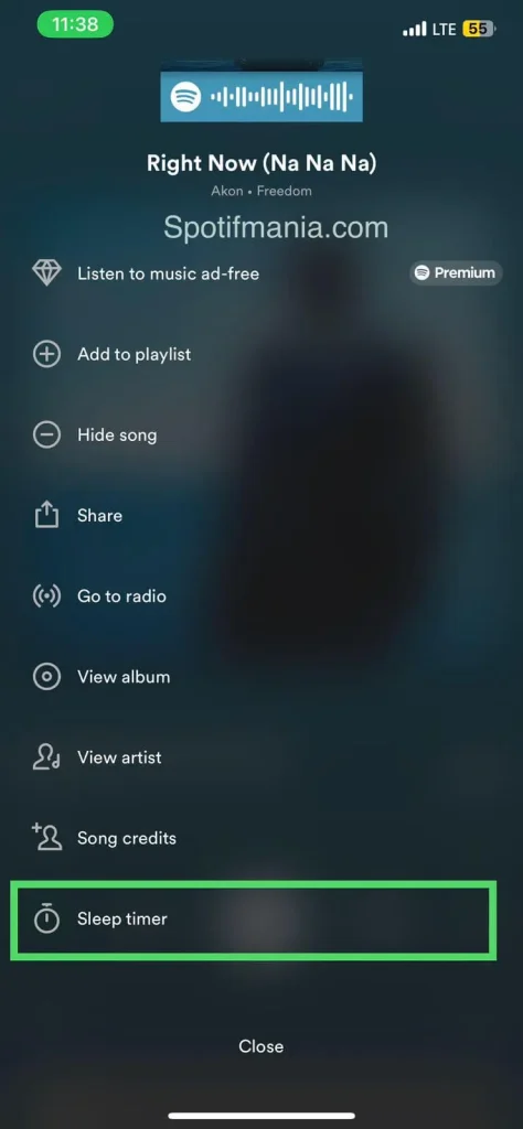 How to adjust sleep timer on Spotify step 3
