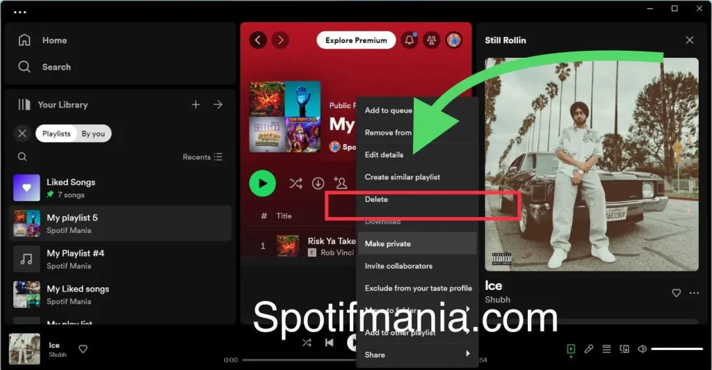 How to delete Spotify playlist on Pc and MACOS step 4