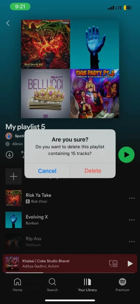 how to delete Spotify playlist on iPhone step 5
