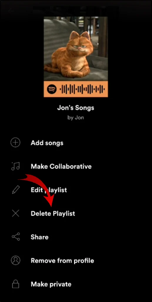 how to delete spotify playlist on android step 4